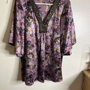 NY Collection Purple Floral Top